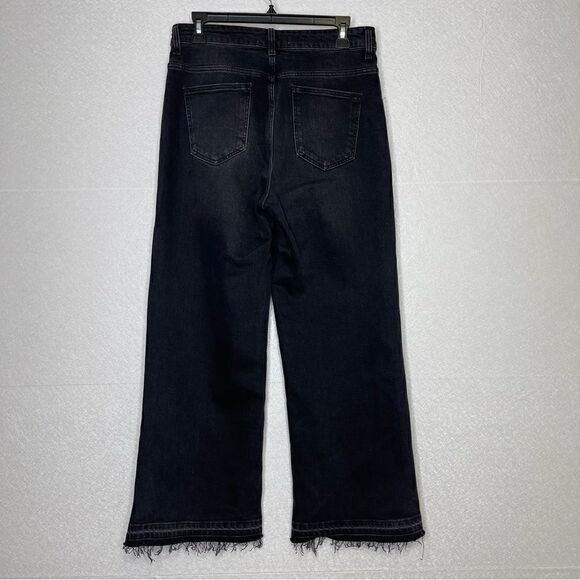 Zara High Waist Raw Hem Culotte Jeans Carbon Black 8 - Picture 6 of 7